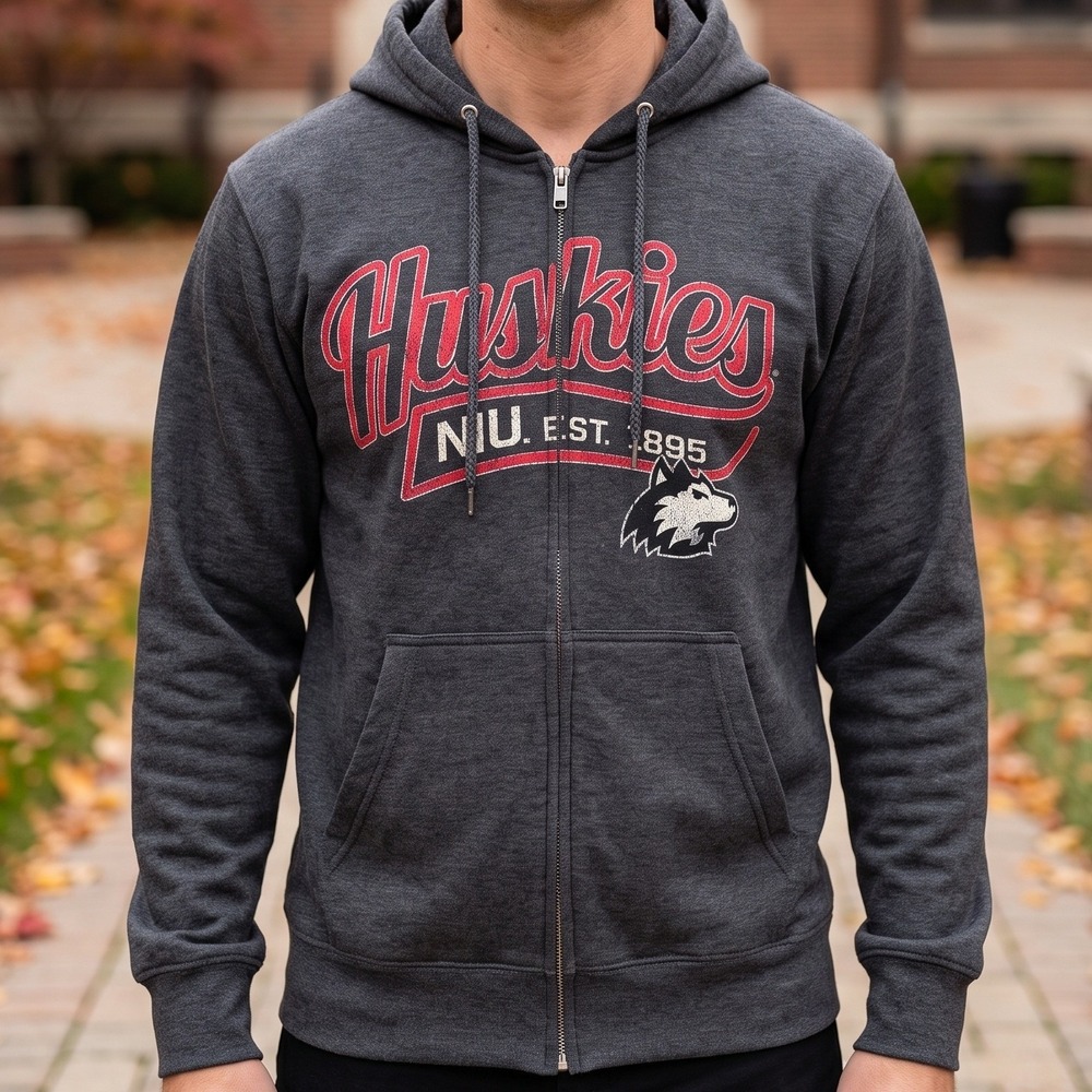 New Agenda NIU Huskies Northern Illinois University Zip Hoodie Charcoal Heather